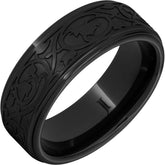 Black Diamond Ceramic Art Nouveau Ring